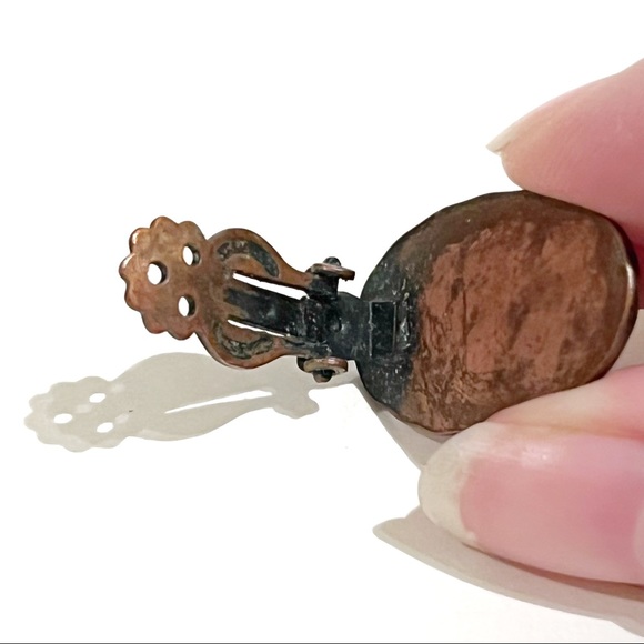 Vintage Theatre Masks Comedy and Tragedy Clip On Earrings Actor Performer Drama - Picture 6 of 8